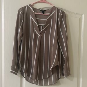 Forever 21 Brown and White Striped Blouse
